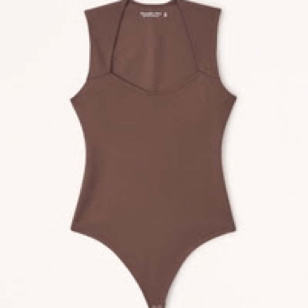 Abercrombie Ponte V-Neck Portrait Bodysuit Brown